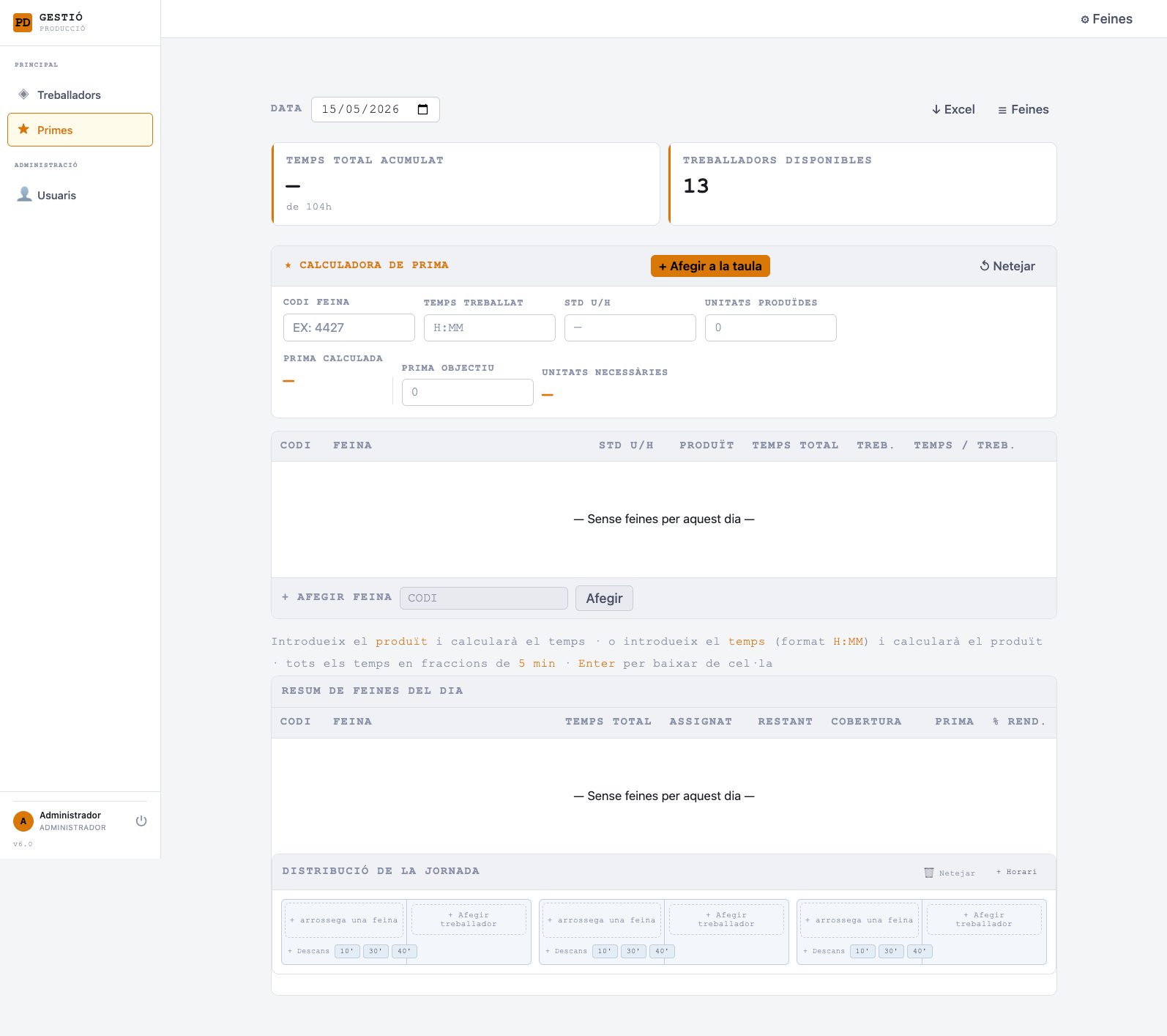 Vista previa de Gestió Producció